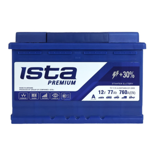 Автомобільний акумулятор ISTA Premium 77Ah 760A
